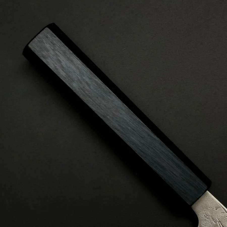 Santoku Schwedenstahl Nashiji Washi Damast Dunkelblauer Urushi Griff 165mm - Image 6