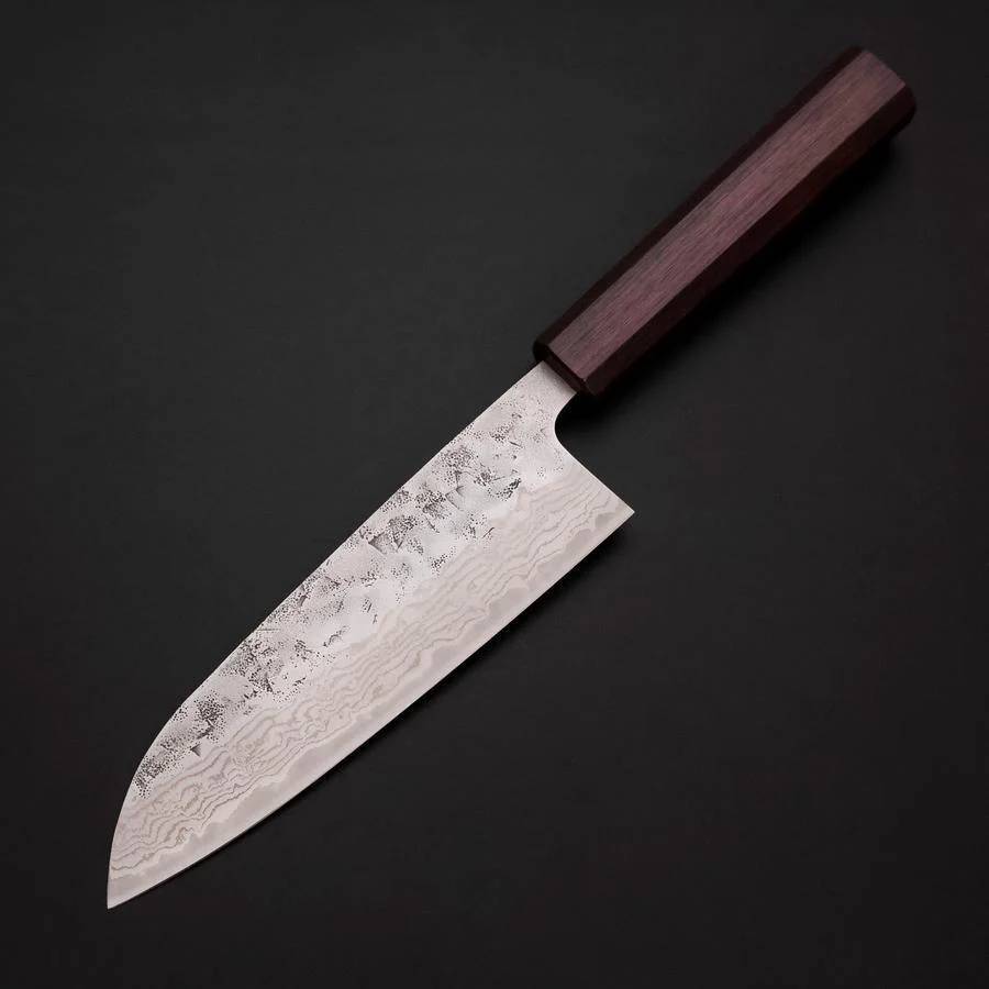 Santoku Schwedenstahl Nashiji Washi Damast Lila Urushi Griff 165mm - Image 2