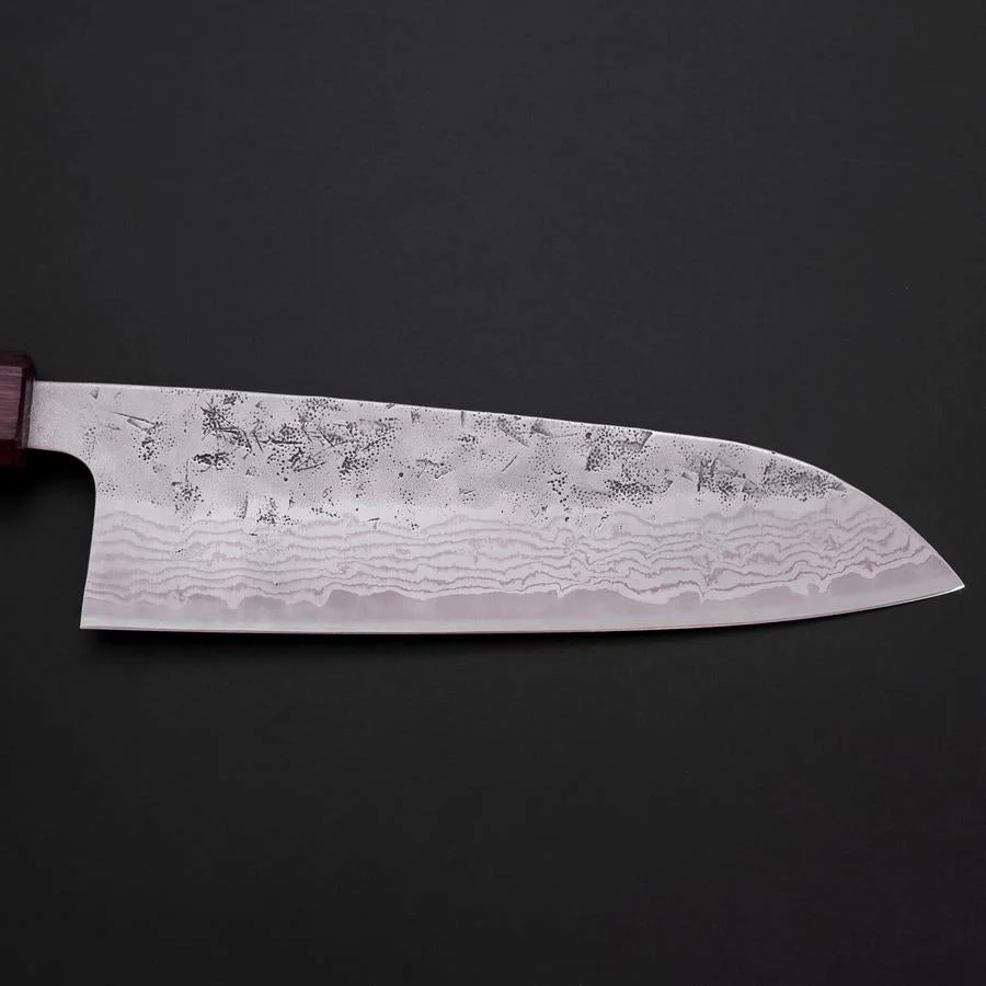 Santoku Schwedenstahl Nashiji Washi Damast Lila Urushi Griff 165mm - Image 7