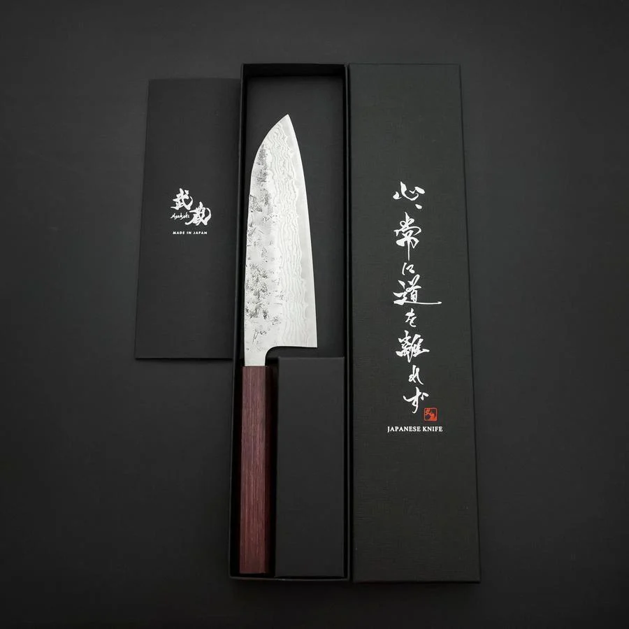Santoku Schwedenstahl Nashiji Washi Damast Lila Urushi Griff 165mm - Image 8
