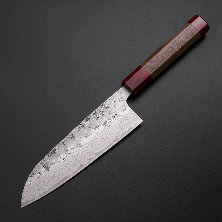 Santoku Schwedenstahl Nashiji Washi Damast Walnussholz Griff 165mm - Image 2