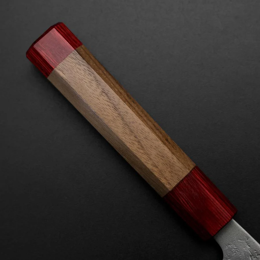 Santoku Schwedenstahl Nashiji Washi Damast Walnussholz Griff 165mm - Image 6