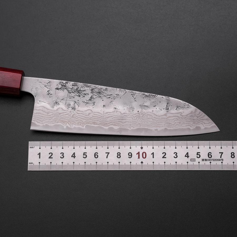 Santoku Schwedenstahl Nashiji Washi Damast Walnussholz Griff 165mm - Image 7
