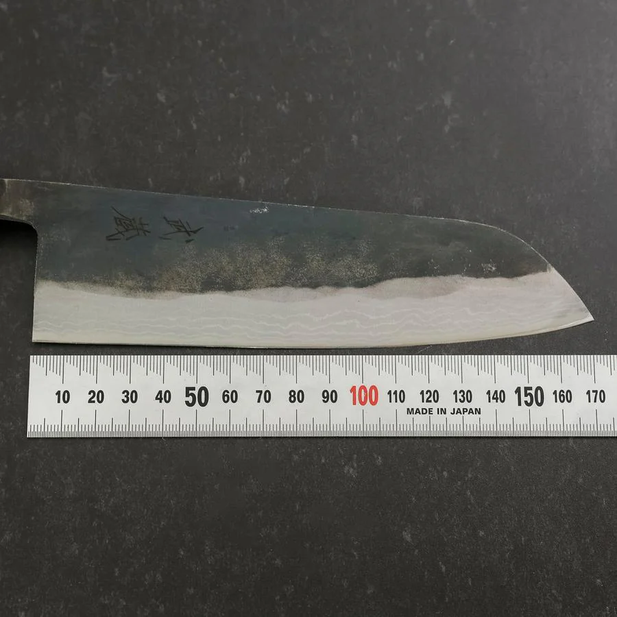 Santoku V-Toku 2 Kurouchi Damast Büffelhorn und Ebenholz Griff 165mm - Image 7