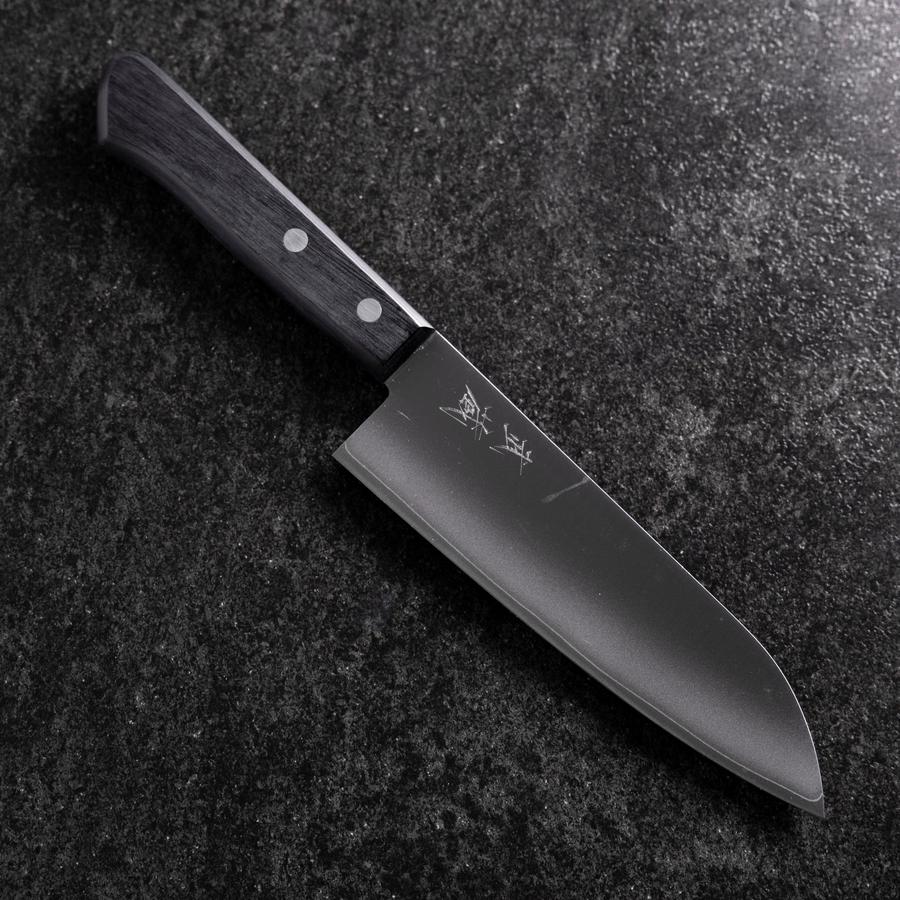 Santoku VG-1 Poliert Schwarzer Westlicher Griff 165mm (Tsuba-nashi)
