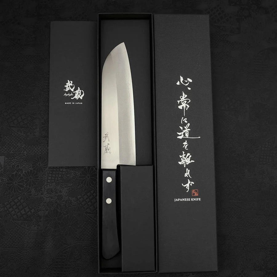 Santoku VG-1 Poliert Schwarzer Westlicher Griff 170mm (Tsuba Nashi) - Image 8