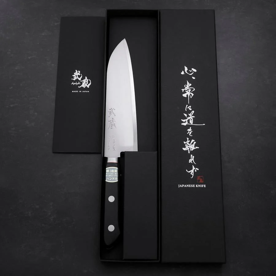 Santoku VG-1 Poliert Westlicher Griff mit Orangenem Inlay 165mm - Image 8