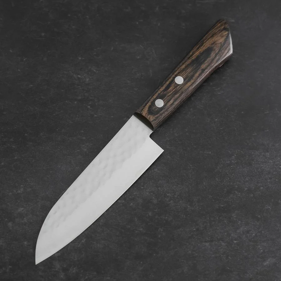 Santoku VG-1 Tsuchime Brauner Westlicher Mahagoni Griff 130mm (Tsuba Nashi) - Image 2