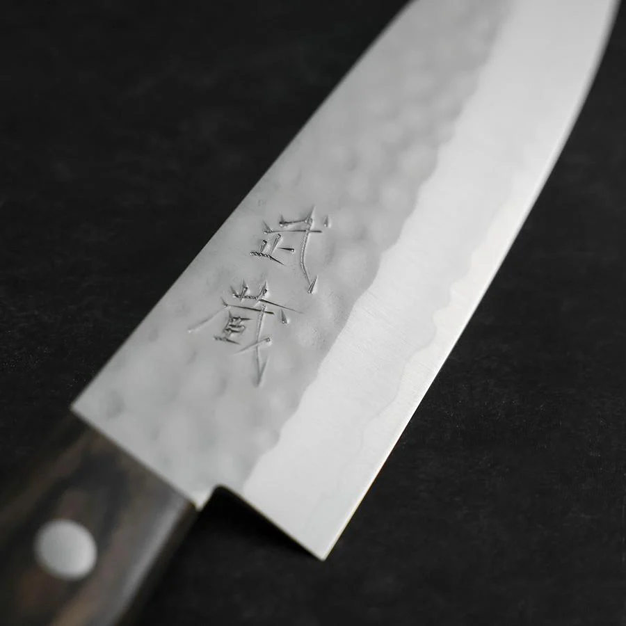 Santoku VG-1 Tsuchime Brauner Westlicher Mahagoni Griff 130mm (Tsuba Nashi) - Image 3
