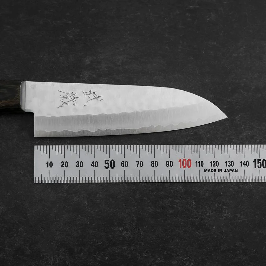Santoku VG-1 Tsuchime Brauner Westlicher Mahagoni Griff 130mm (Tsuba Nashi) - Image 7