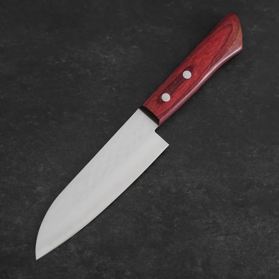 Santoku VG-1 Tsuchime Brauner Westlicher Mahagoni Griff 130mm (Tsuba Nashi) - Image 2
