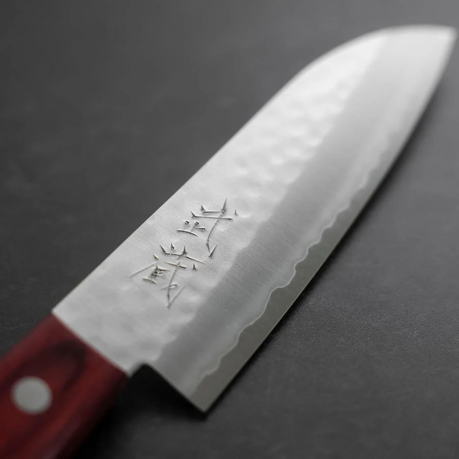 Santoku VG-1 Tsuchime Brauner Westlicher Mahagoni Griff 130mm (Tsuba Nashi) - Image 3