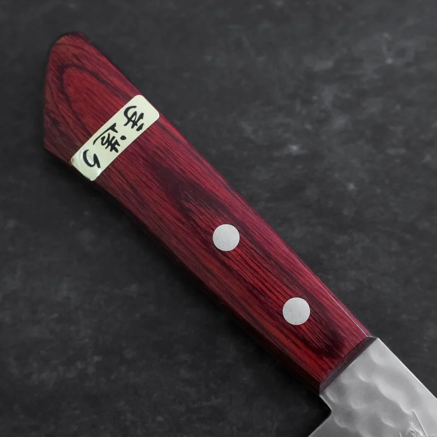 Santoku VG-1 Tsuchime Brauner Westlicher Mahagoni Griff 130mm (Tsuba Nashi) - Image 6