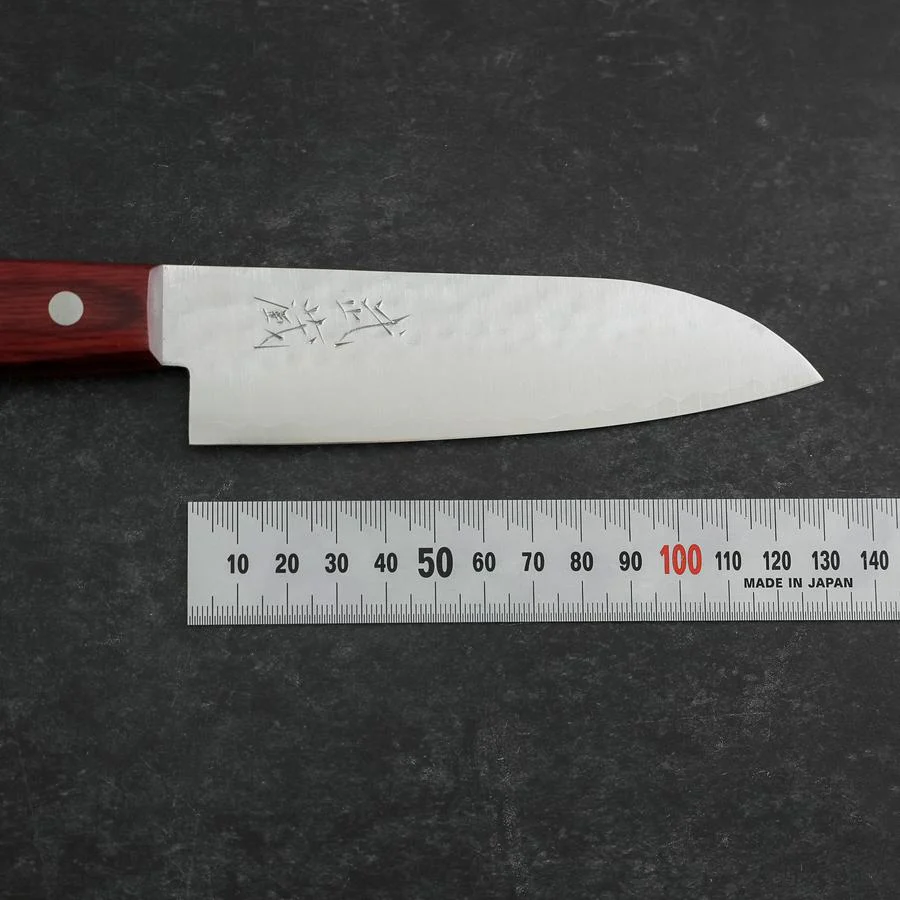 Santoku VG-1 Tsuchime Brauner Westlicher Mahagoni Griff 130mm (Tsuba Nashi) - Image 7