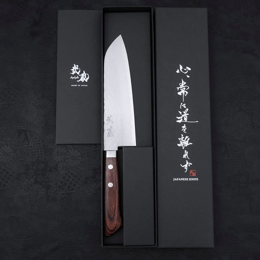 Santoku VG-1 Tsuchime Westlicher Tsuba Mahagoni Griff 165mm - Image 8