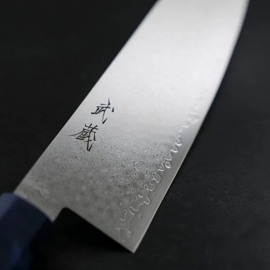 Santoku VG-10 Damast Blauer Birkenholz Griff 180mm - Image 3