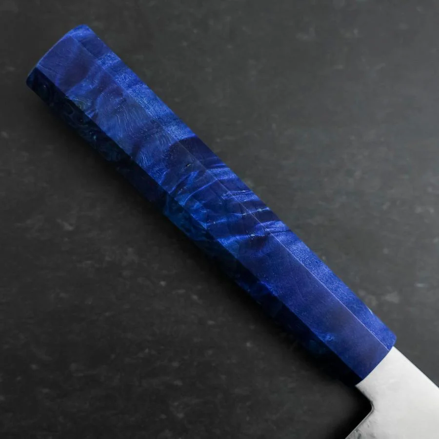 Santoku VG-10 Damast Blauer Birkenholz Griff 180mm - Image 6