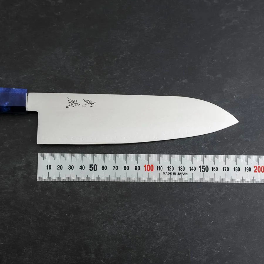 Santoku VG-10 Damast Blauer Birkenholz Griff 180mm - Image 7