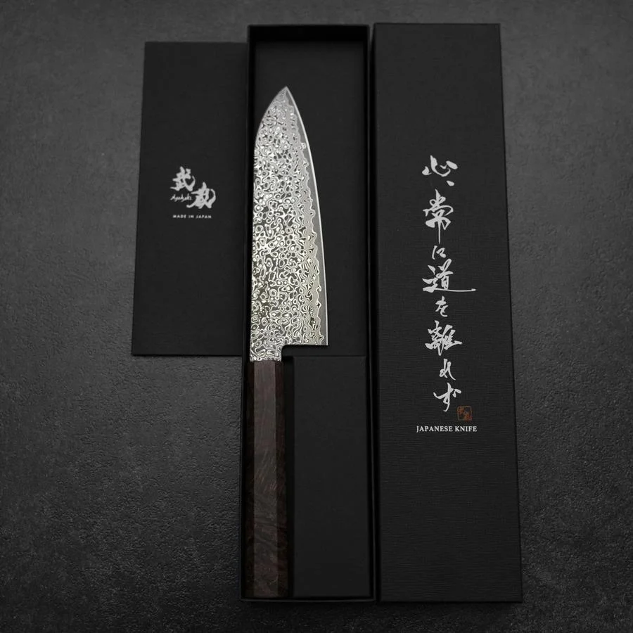 Santoku VG-10 Damast Brauner Birkenholz Griff 165mm - Image 8
