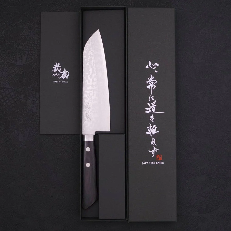 Santoku VG-10 Damast Schwarzer Westlicher Griff 170mm - Image 8
