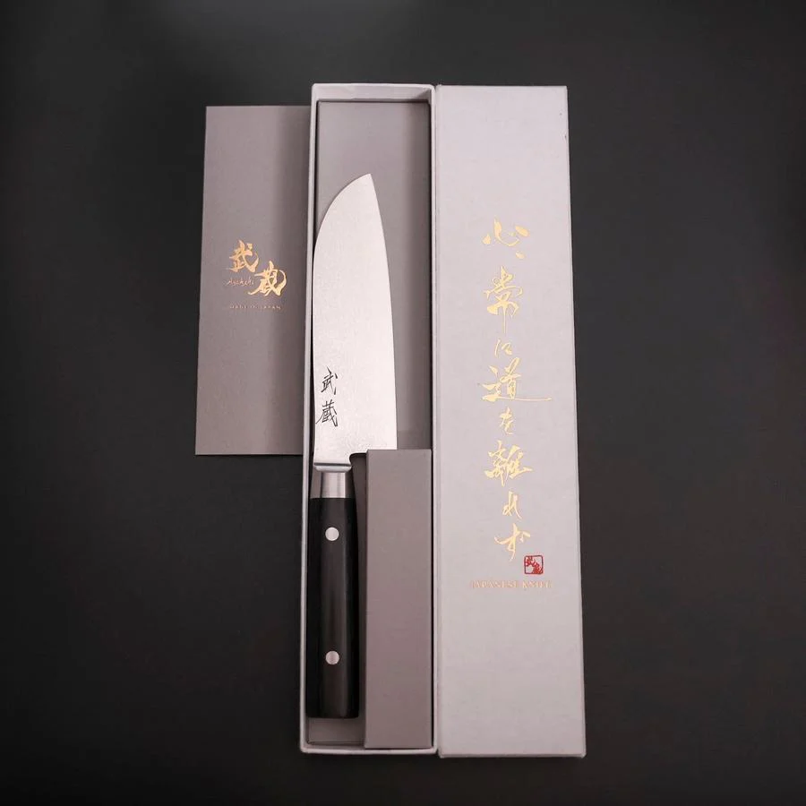 Santoku VG-10 Damast Runder Schwarzer Westlicher Griff 135mm - Image 8