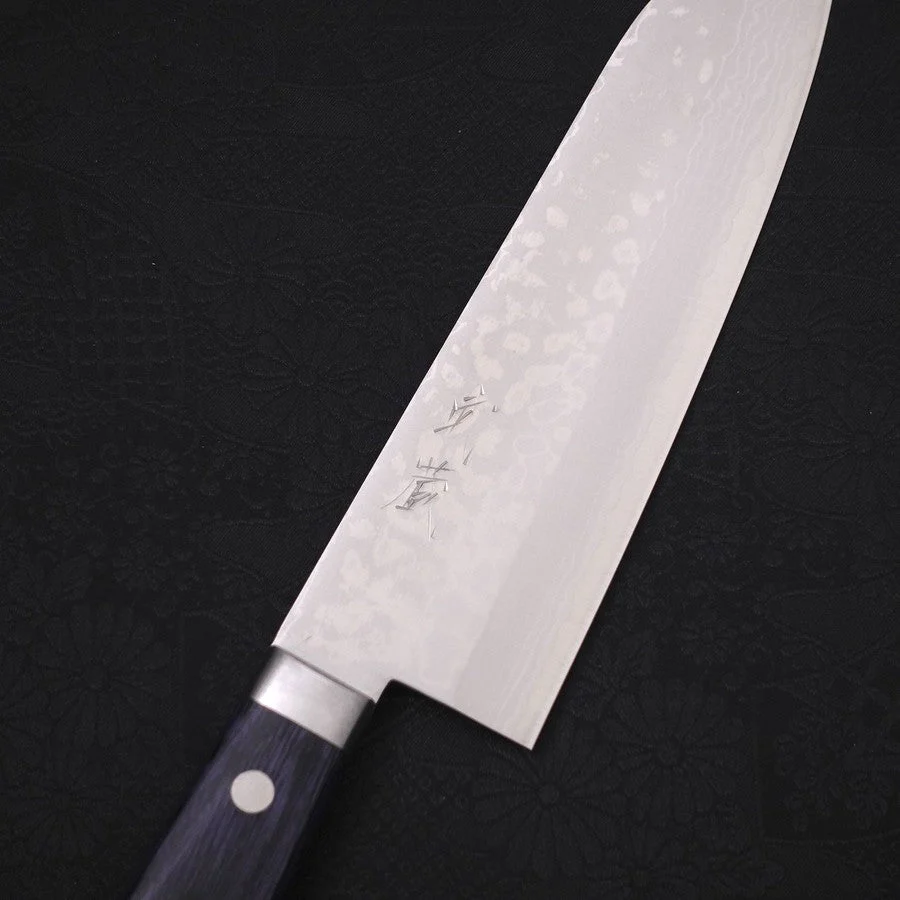 Santoku VG-10 Damast Dunkelblau Westlicher Griff 170mm - Image 3