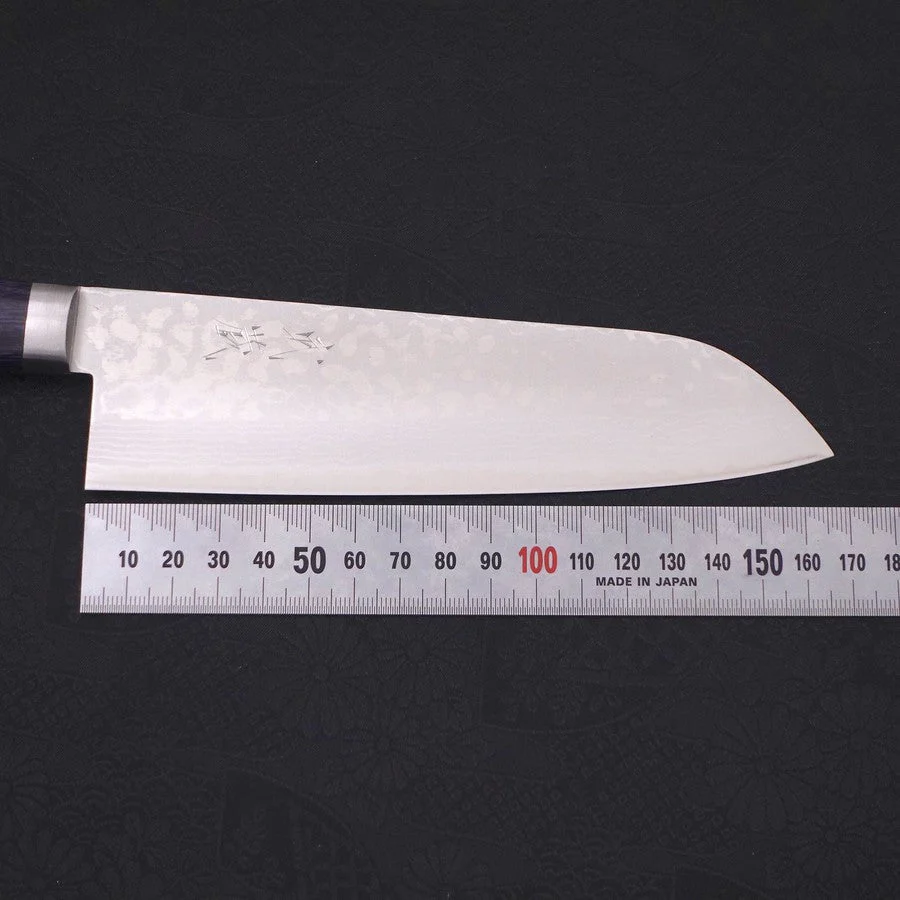Santoku VG-10 Damast Dunkelblau Westlicher Griff 170mm - Image 7