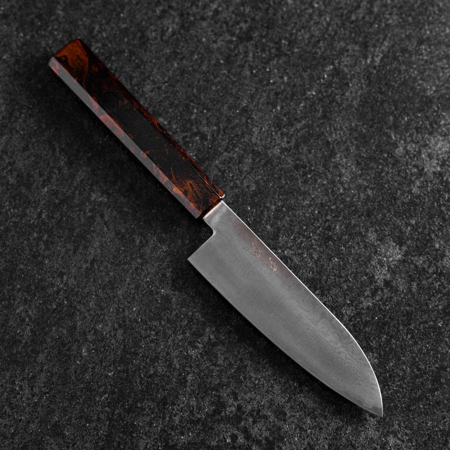 Santoku VG-10 Damast Yamanaka Roter Urushi Griff 130mm