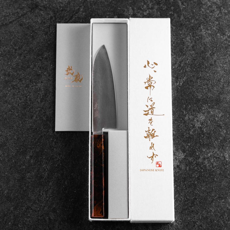 Santoku VG-10 Damast Yamanaka Roter Urushi Griff 130mm - Image 8