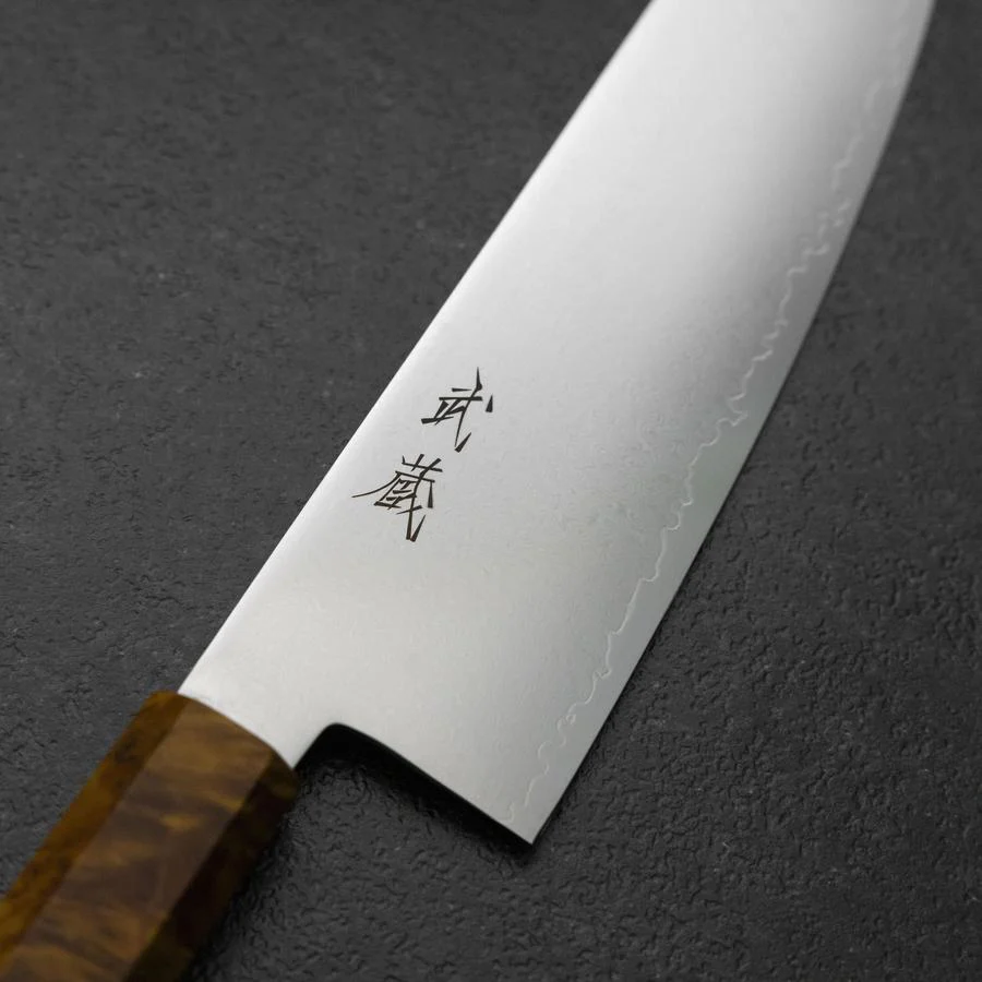Santoku VG-10 Damast Braun-Gelber Birkenholz Griff 180mm - Image 3