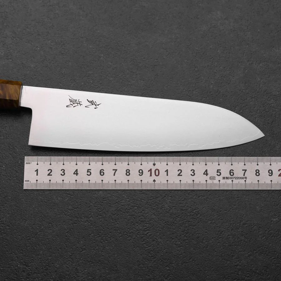 Santoku VG-10 Damast Braun-Gelber Birkenholz Griff 180mm - Image 7