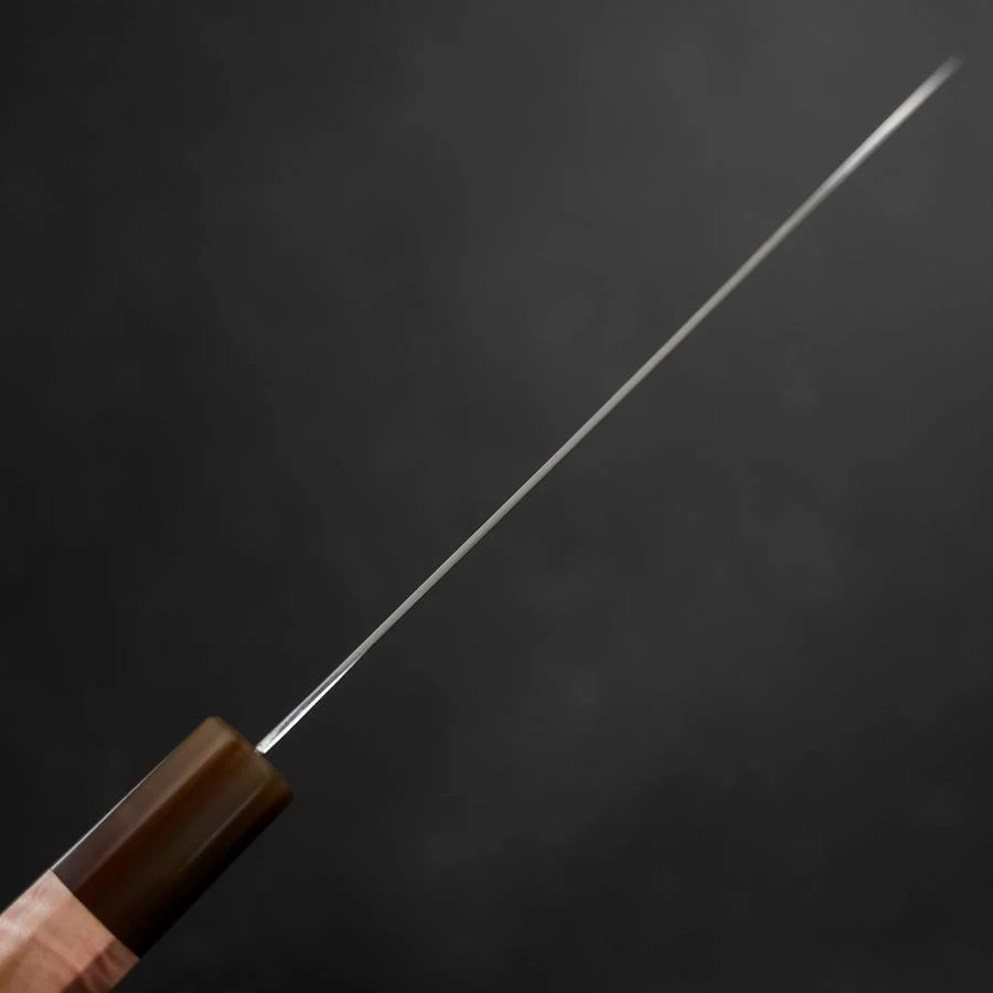 Santoku VG-10 Damast Hellrosa Büffelhorn und Ahornholz Griff 180mm - Image 5