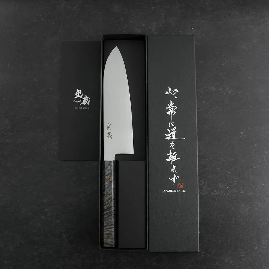 Santoku VG-10 Damast Grauer Birkengriff 180mm - Image 8