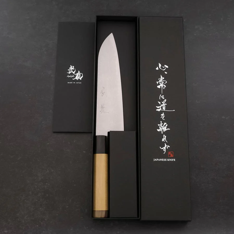 Santoku VG-10 Damast doppelte Büffelhorn-Kappe und Magnolienholz Griff 180mm - Image 8