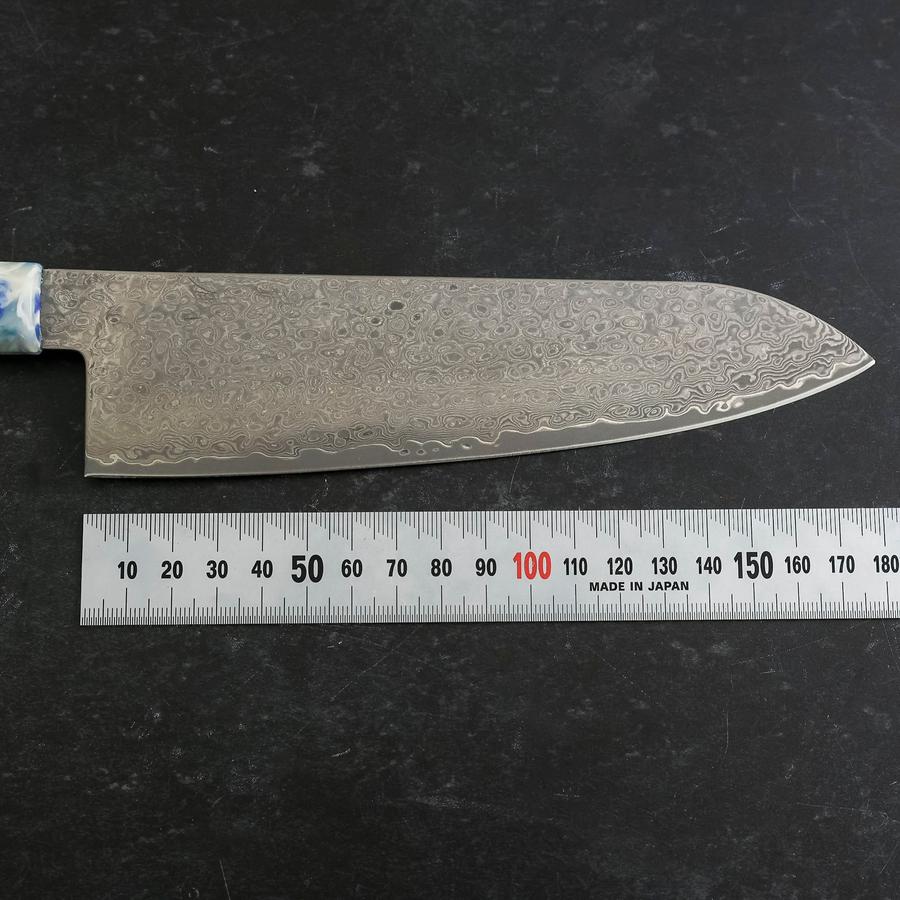 Santoku VG-10 Damast Blau-Weißer-Mix Ozeanplastik Griff 165mm - Image 7
