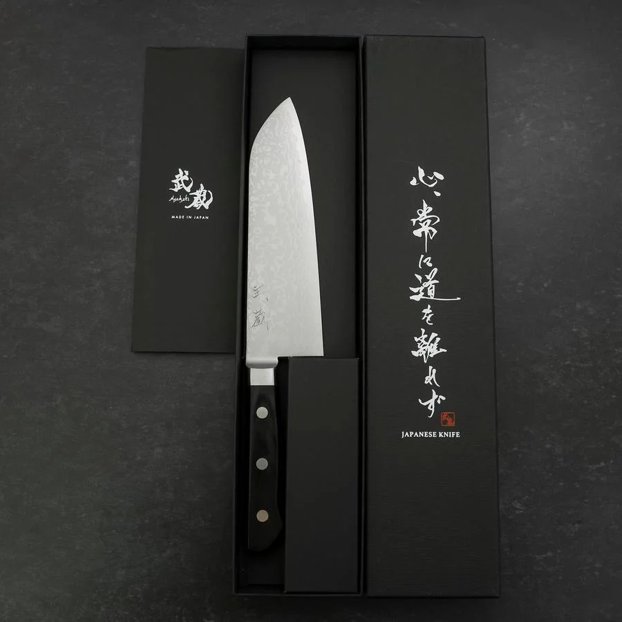 Santoku VG-10 Damast Schwarzer Westlicher Griff 170mm - Image 8