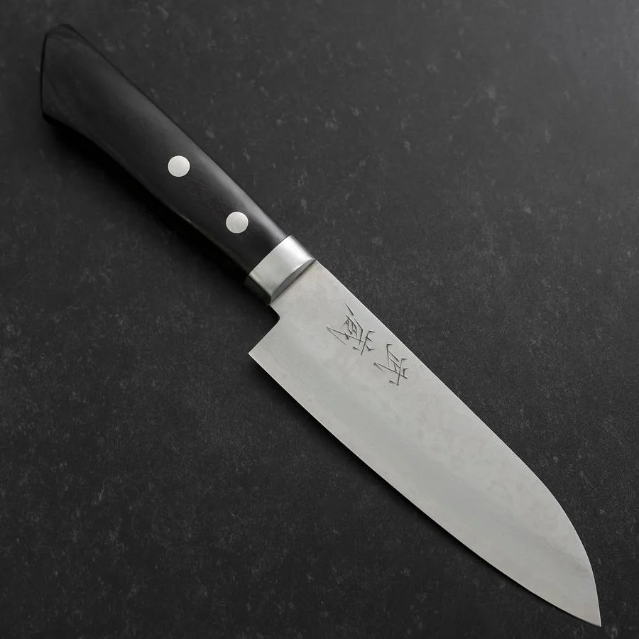 Santoku VG-10 Damast Dunkelblauer Westlicher Griff 135mm