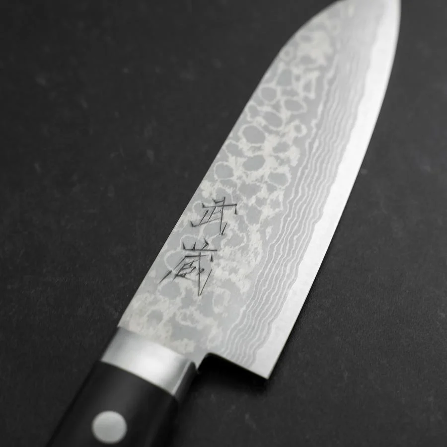 Santoku VG-10 Damast Dunkelblauer Westlicher Griff 135mm - Image 3