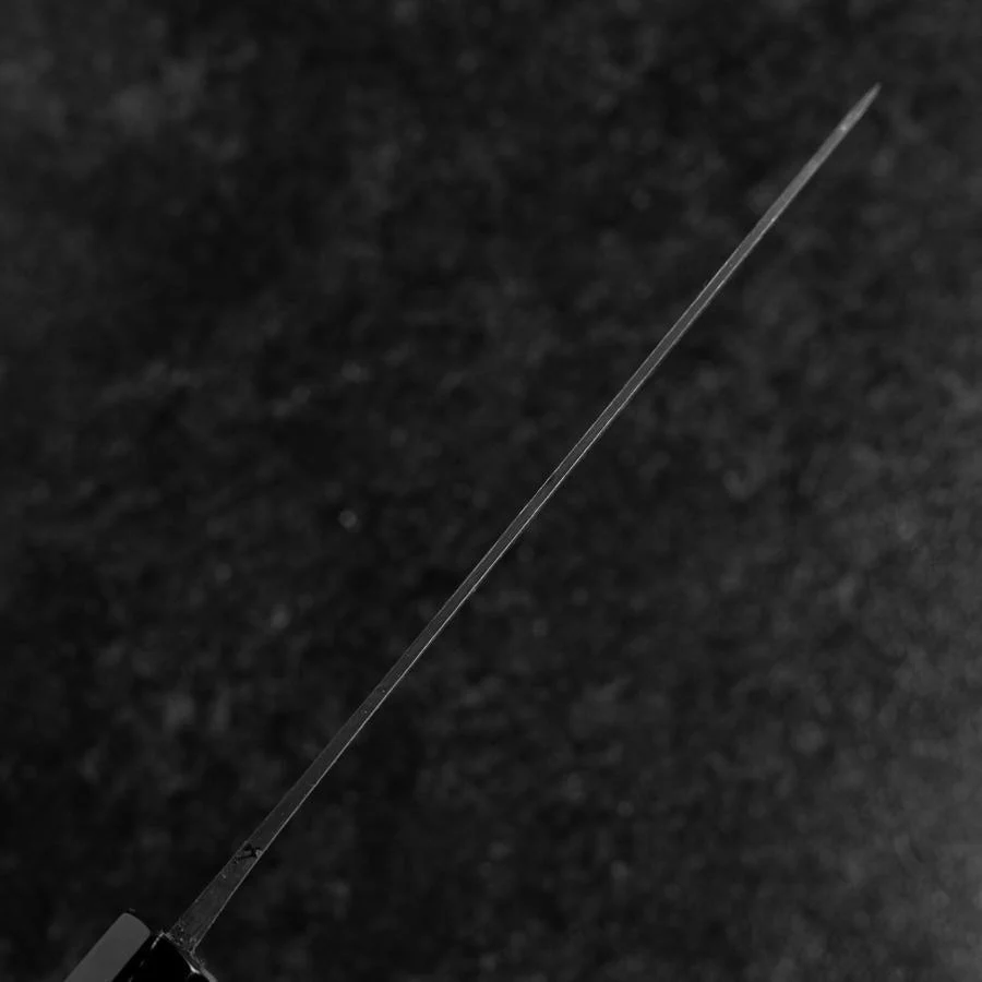 Santoku Blue Steel #2 Kurouchi Damast Büffelhorn und Magnolienholz Griff 170mm - Image 5