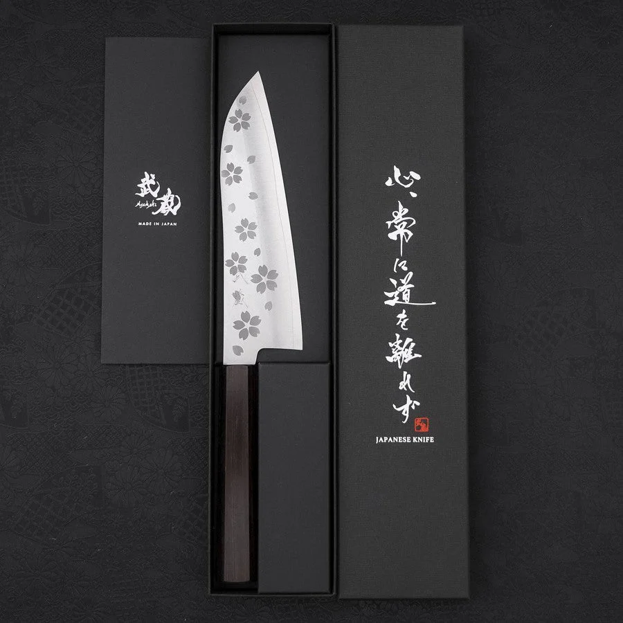 Santoku VG-10 Poliert Sakura Ebenholz Griff 175mm - Image 8