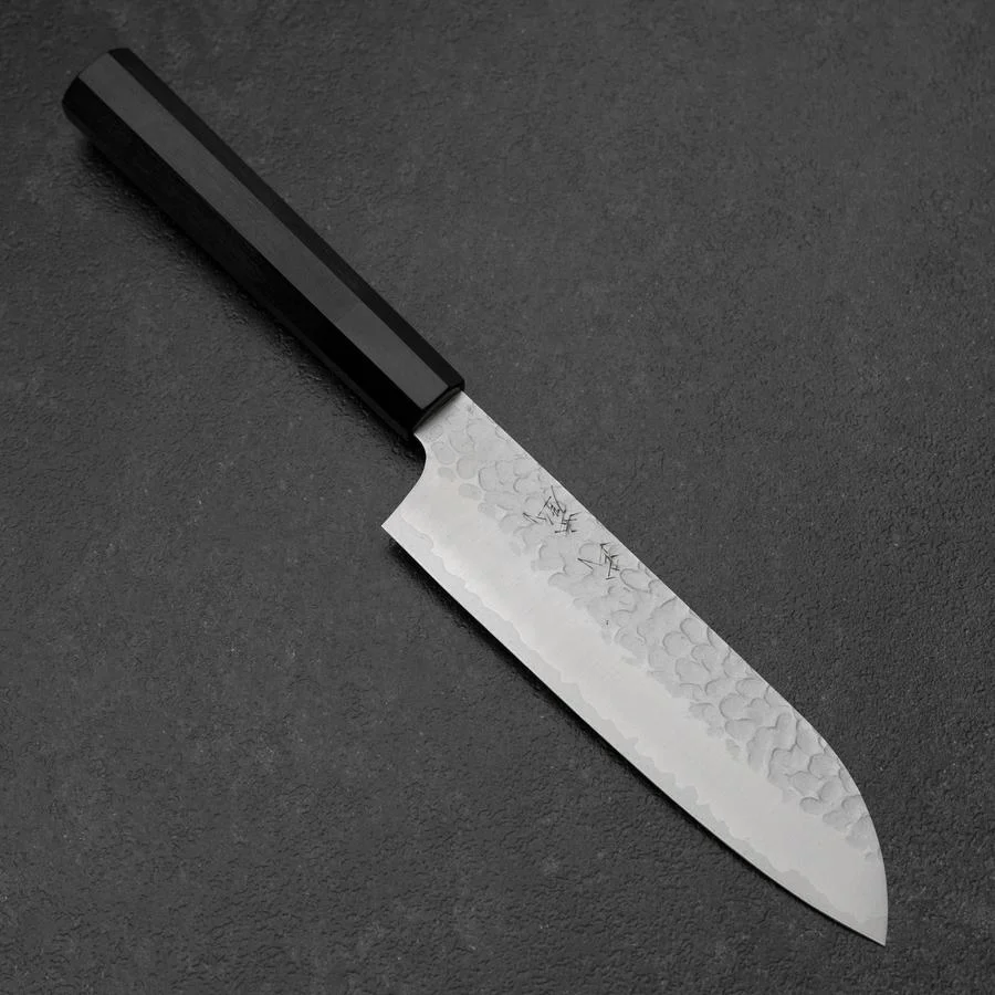 Santoku VG-10 Tsuchime Büffelhorn und Ebenholz Griff 165mm