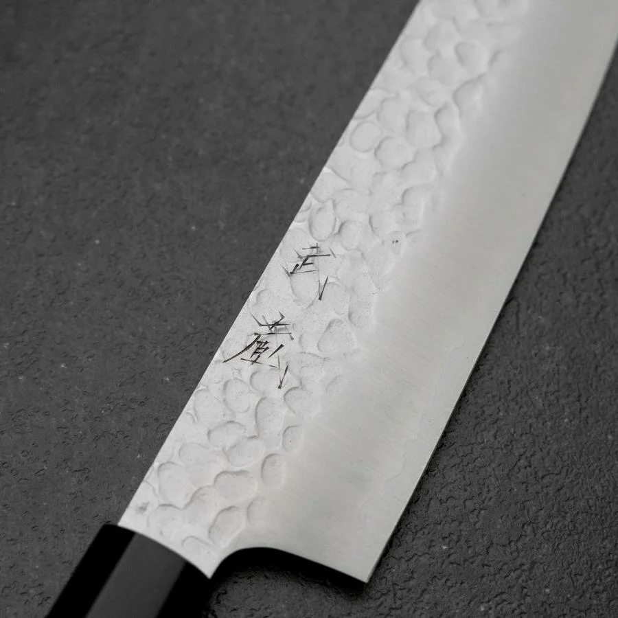 Santoku VG-10 Tsuchime Büffelhorn und Ebenholz Griff 165mm - Image 3