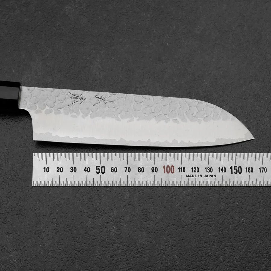 Santoku VG-10 Tsuchime Büffelhorn und Ebenholz Griff 165mm - Image 7