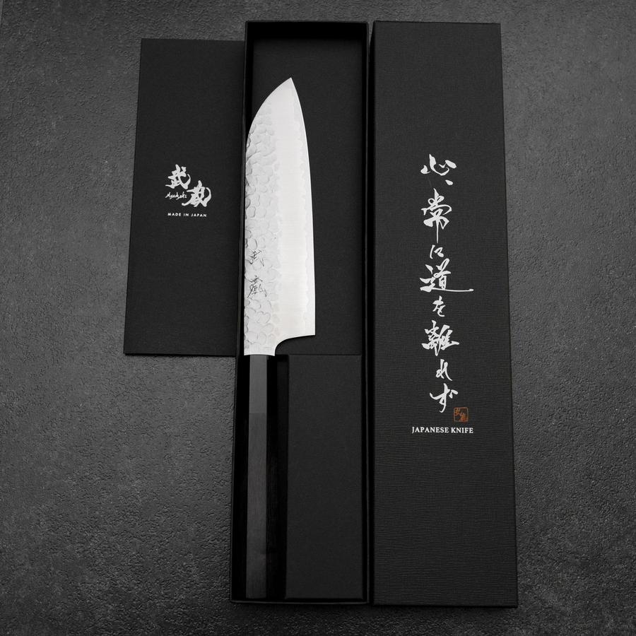 Santoku VG-10 Tsuchime Büffelhorn und Ebenholz Griff 165mm - Image 8