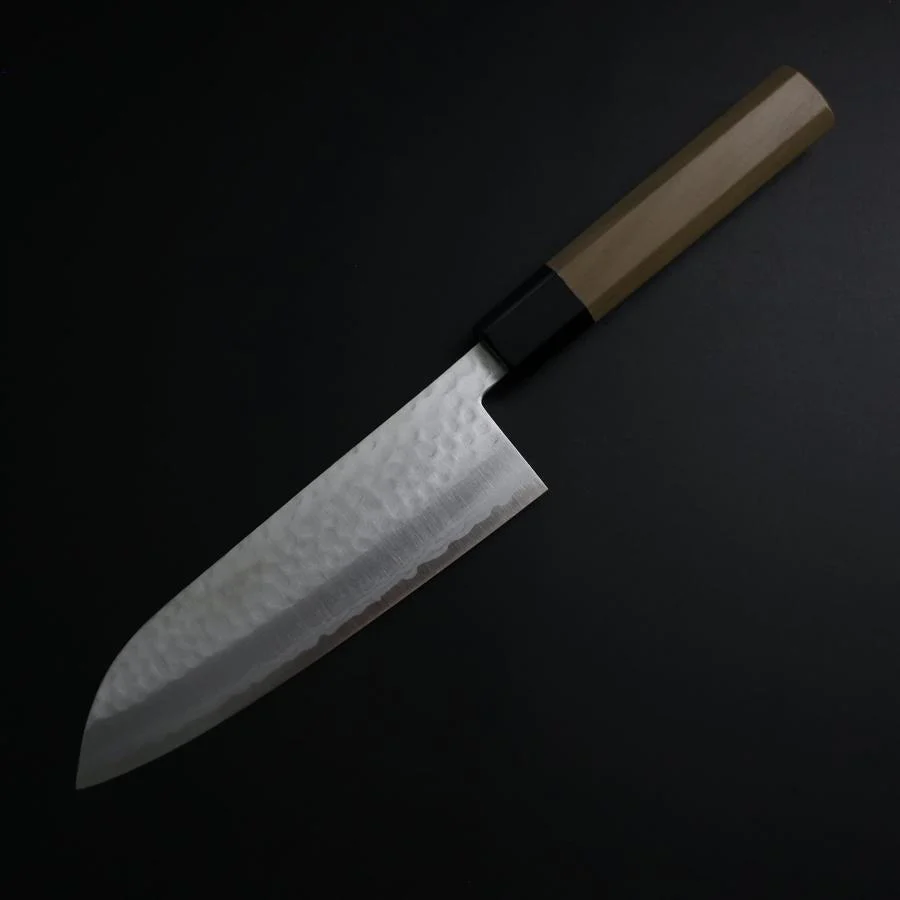 Santoku VG-10 Tsuchime Damast Büffelhorn und Magnolienholz Griff 165mm - Image 2