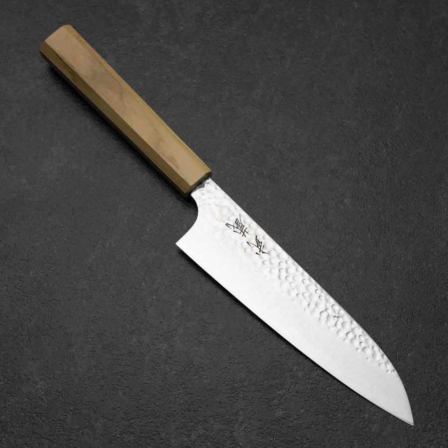 Santoku VG-10 Tsuchime Damast Olivenholz Griff 165mm