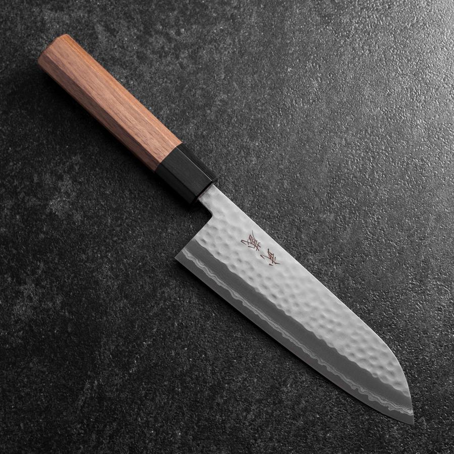 Santoku VG-10 Tsuchime Damast Walnussholz Griff 165mm