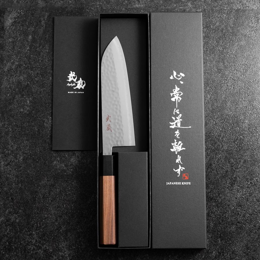 Santoku VG-10 Tsuchime Damast Walnussholz Griff 165mm - Image 8