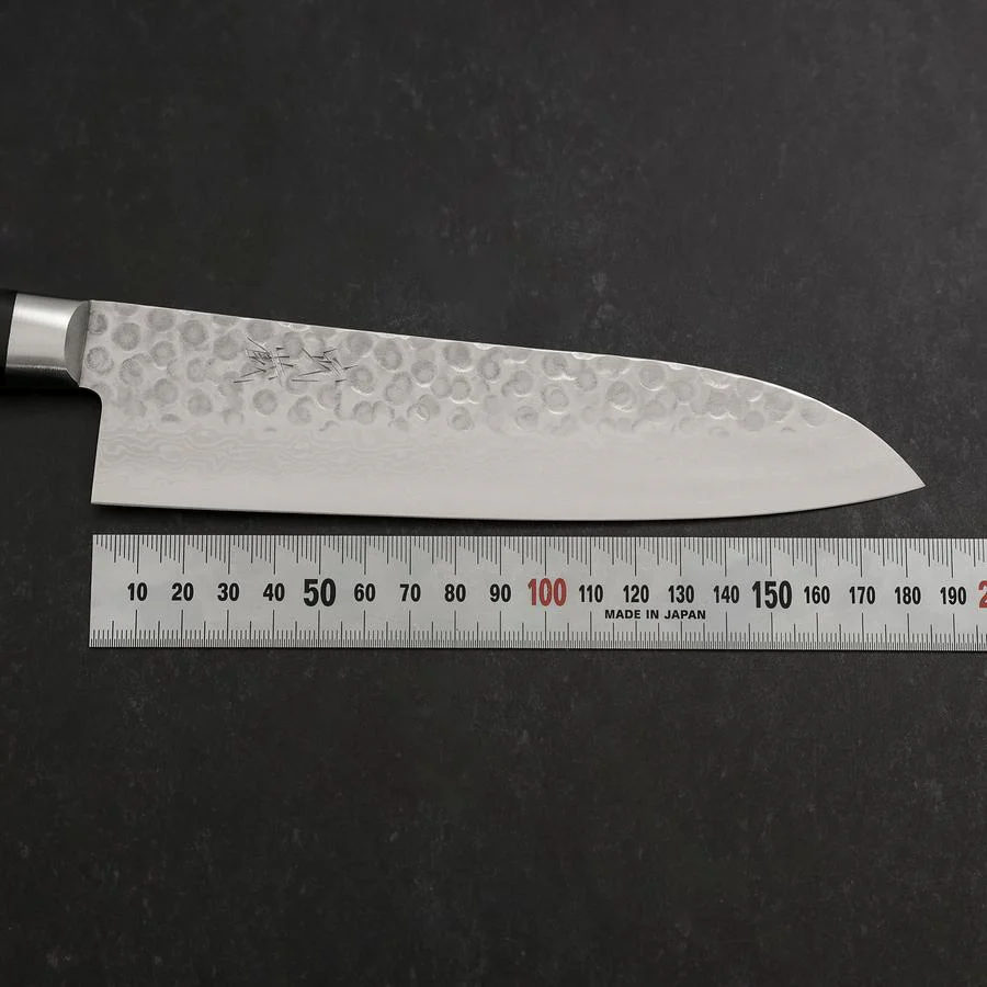 Santoku VG-10 Tsuchime Damast Schwarzer Westlicher Griff 180mm - Image 7