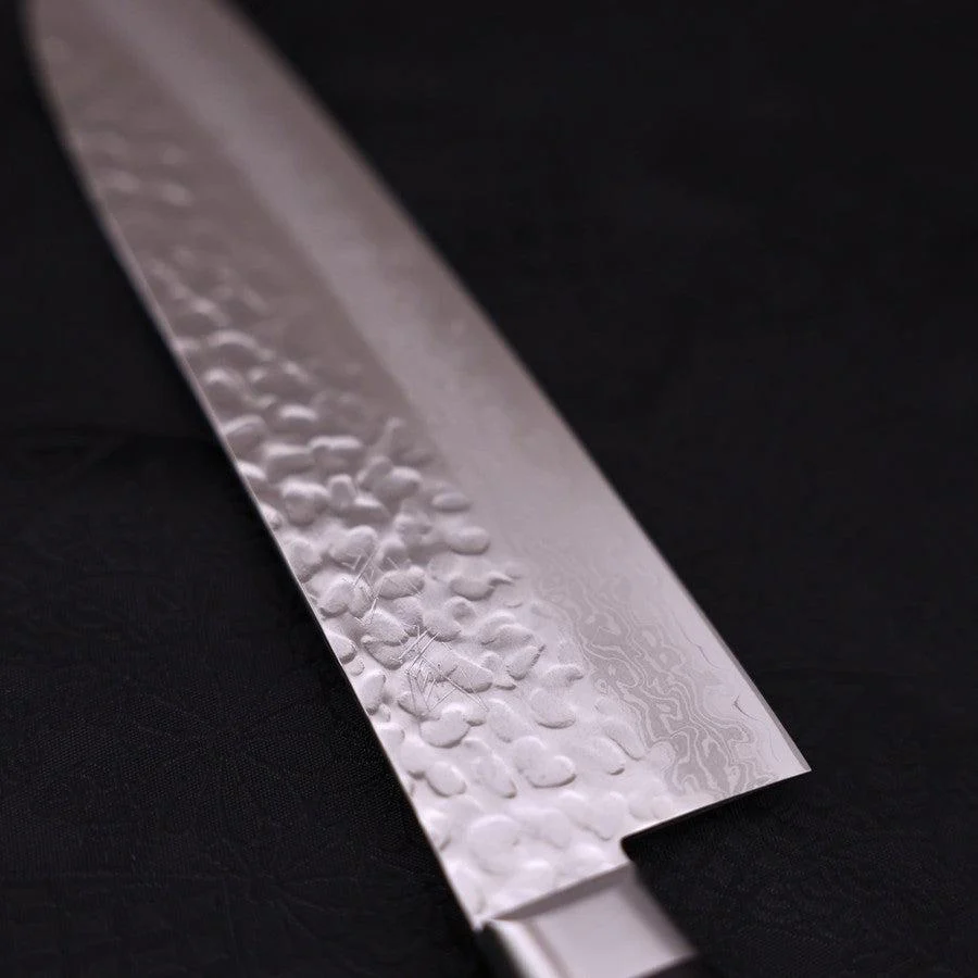 Santoku VG-10 Tsuchime Damast Schwarzer Westlicher Griff 180mm - Image 3